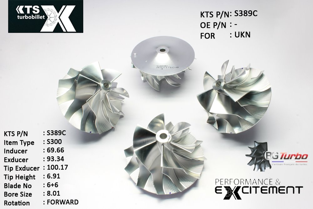 Turbo ROUE FORGÉE MFS PERFORMANCE - 6+6 PALES - INDUCER : 69,66 - EXDUCER : 93,3456 - TYPE : S300ANGLE : 45° - ROTATION : Forward - SUPER BACK : 6,95 - BORE SIZE : 8,01
